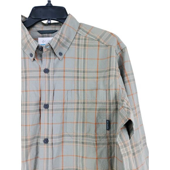 Columbia Button Up Shirt Men's Size Medium Sandstone Plaid - Picture 5 of 8